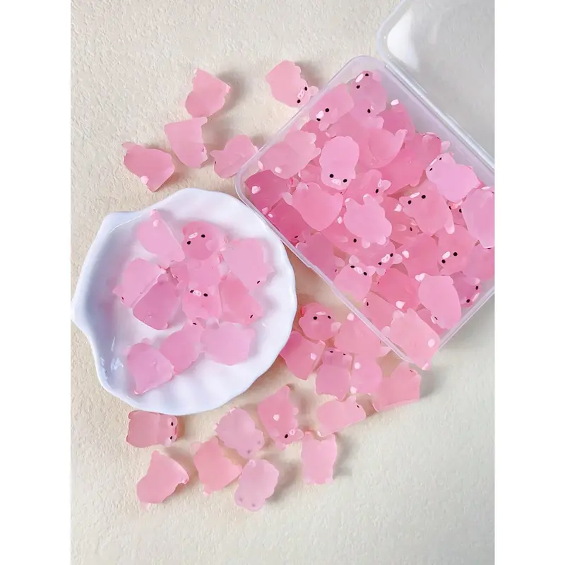 1Box Luminous Pig Design ABS Decoration Craft Set Creative Pink Mini Pig Shaped Decoration Object For Home Decoration Best Gifts Birthday 0