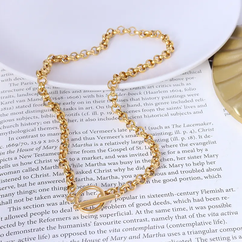 Vòng Cổ Thép Titan Thô, Phong Cách Âu Mỹ Thiết Kế Khóa OT Xương Đòn, Bán Chạy, Trang Sức 18K Chain Women