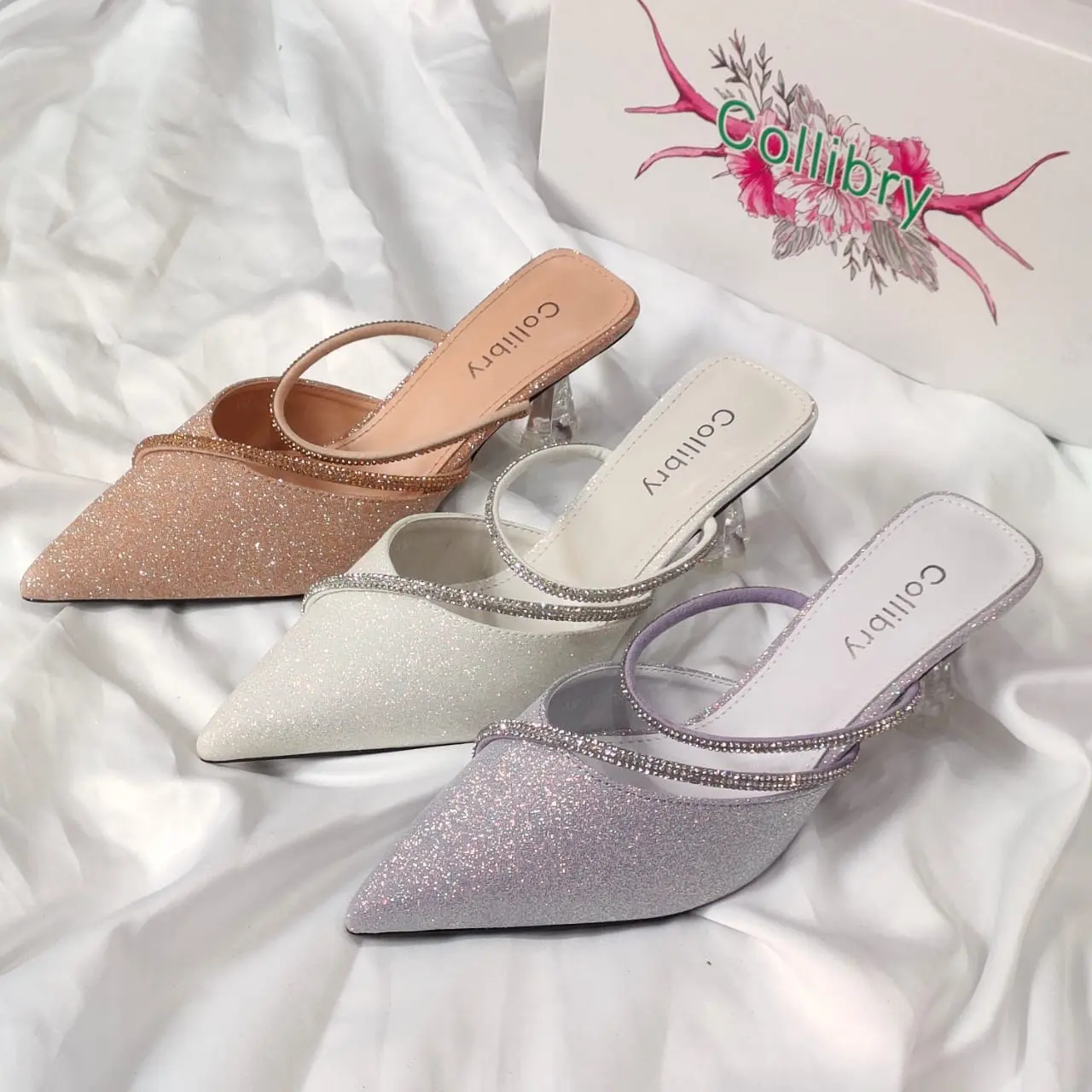Collibry -XM 02 sandal pesta hig hils 7 cm Wanita