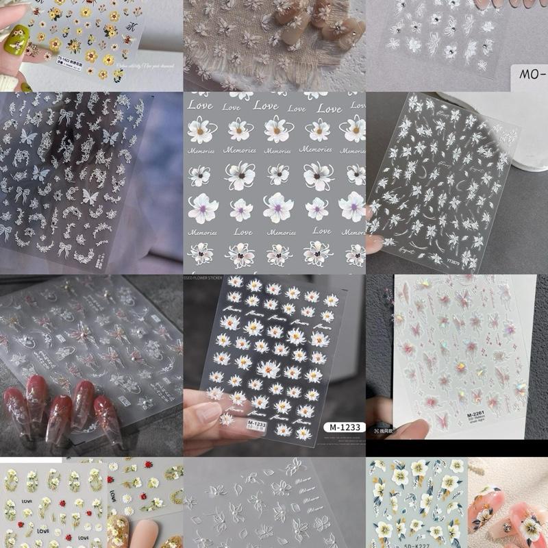 Sticker nhiều mẫu, Miếng dán móng tay hình hoa mai, nơ, hồ điệp Nữ - Unnie Nails