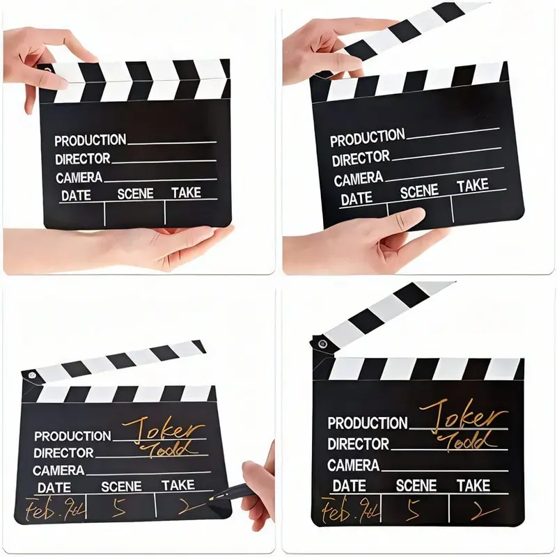 5 Pieces Movie Film Clap Board,Movie Clapboard Cardboard Movie Directors Clapper Writable Cut Action Scene Board For Movies Films Photo Props Mother's Day Graduation 4