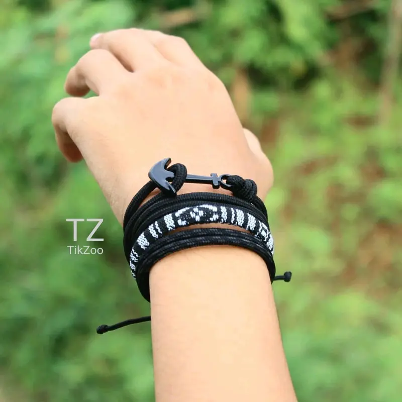 Gelang Pria Paket Jangkar Tali Paracord Pengait Besi Anhas 0