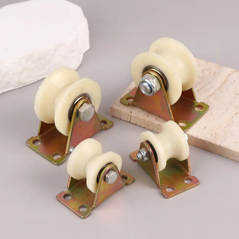 Ròng Rọc theo dõi con lăn có rãnh bằng Nylon, V / U, với giá đỡ, Ròng rọc nặng, thích hợp cho cửa có rãnh, có kích thước 30mm và 50mm, có gót trượt 2