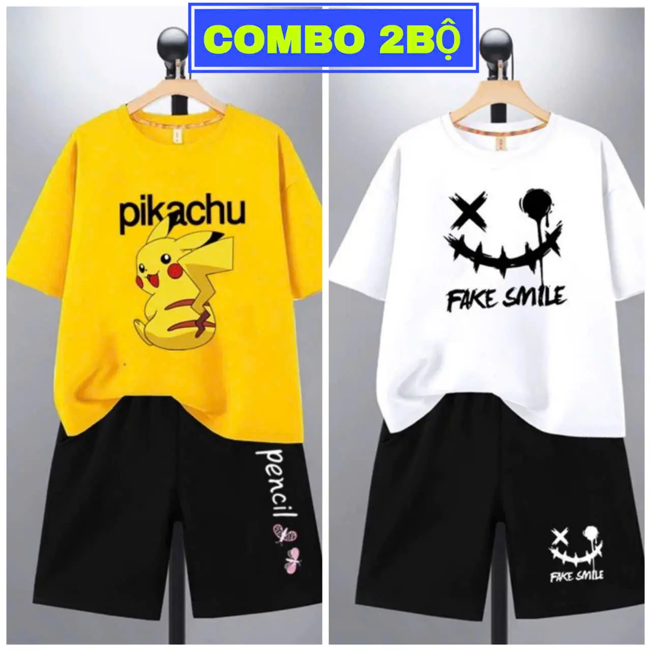 Combo 2 Bộ bé trai size đại từ 17kg đến 40kg. Bộ quần áo bé trai dáng quần đùi áo cộc tay, phong cách Hàn Quốc,chất thun co giãn thoải mái,tuổi từ 5 đến 14 tuổi.