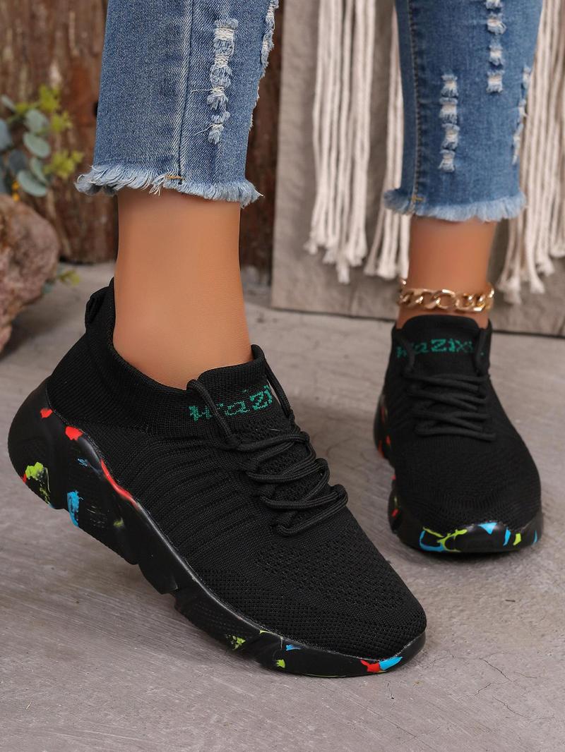 Product Introduction of Women's Fashionable Lace Up Low Top Sneakers, Casual Breathable Comfortable Sports Running Shoes, All-match Basic Shoes for Daily Wear 3