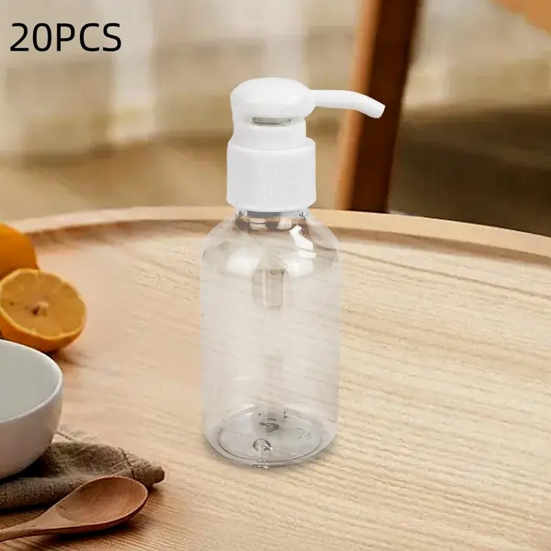 Clear Empty Pump Bottle, 20pcs Portable Travel Cosmetic Lotion Dispenser Bottle, Refillable Storage Bottle for Home & Travel 0
