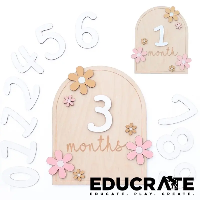 educratePH Wooden Flower Monthly Milestone Disc for photoshoot