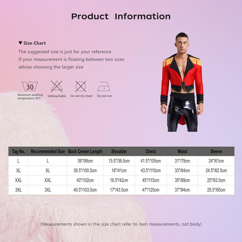 Product Introduction of Trang Phục Ringmaster Xiếc, Venjoe, Áo Choàng Đuôi Tua Rua, Người Giữ Dây Trình Diễn, Người Chỉ Huy Sư Tử, Trang Phục Hóa Trang Halloween 0