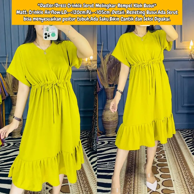 Daster Dress Crinkle Serut melingkar Rempel Klok Busui 2