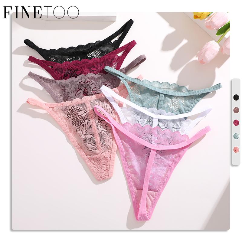 Quần Lót Ren Nữ FINETOO Bikini Khoét Lỗ Gợi Cảm Cạp Thấp Liền Mạch Lưng Chữ T Thoáng Khí 7 Màu Có Sẵn Đồ Lót Nữ Cỡ S-XL