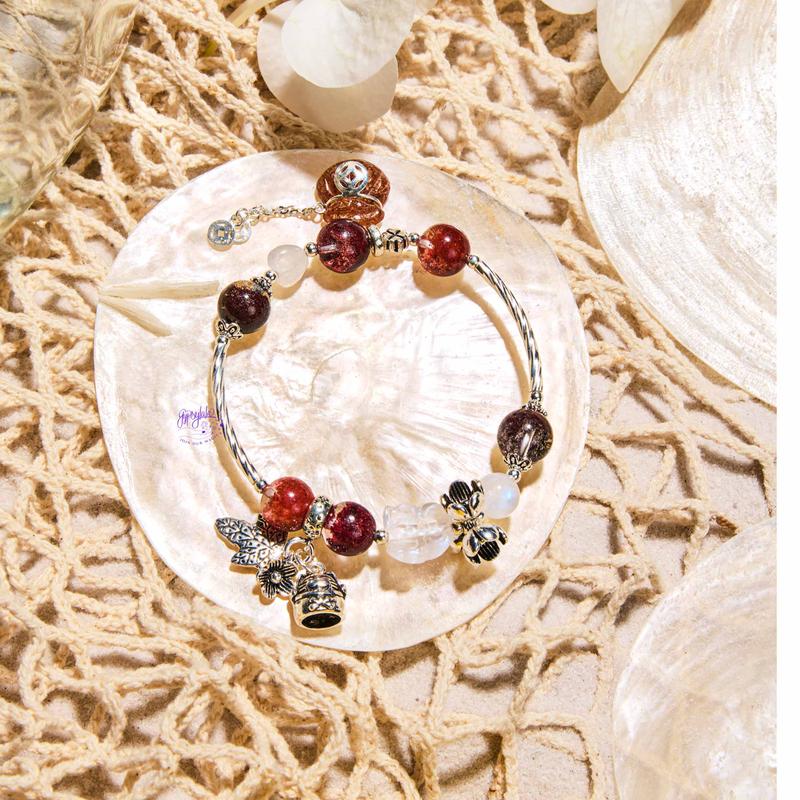 Vòng Tay Thiết Kế Nữ Đá Ưu Linh Túi Lộc Charm Mèo May Mắn SP007334 Gypsy.lala