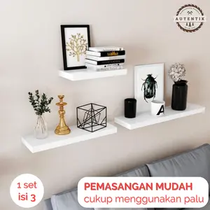 Rak Dinding Minimalis [1 Set isi 3] Rak Ambalan Dinding Aesthetic Gantung Dekorasi Kayu Hiasan Kosmetik Pajangan Bingkai Foto