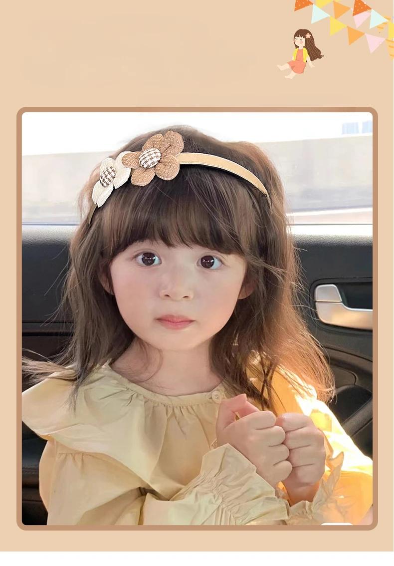 Product Introduction of New Children Lovely Coffee Color Cartoon Heart Flower Bow Ornament Headbands Baby Girl Cute Hair Hoop Kids Hair Accessories 1