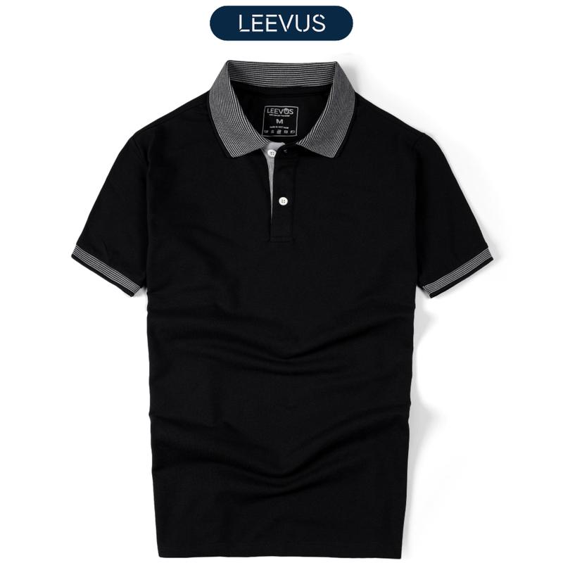   TẶNG HỘP CHO ĐƠN TỪ 499K  Áo Polo nam STRIPES LEEVUS phối bo dệt vải CVC cá sấu form regular - APL275 
