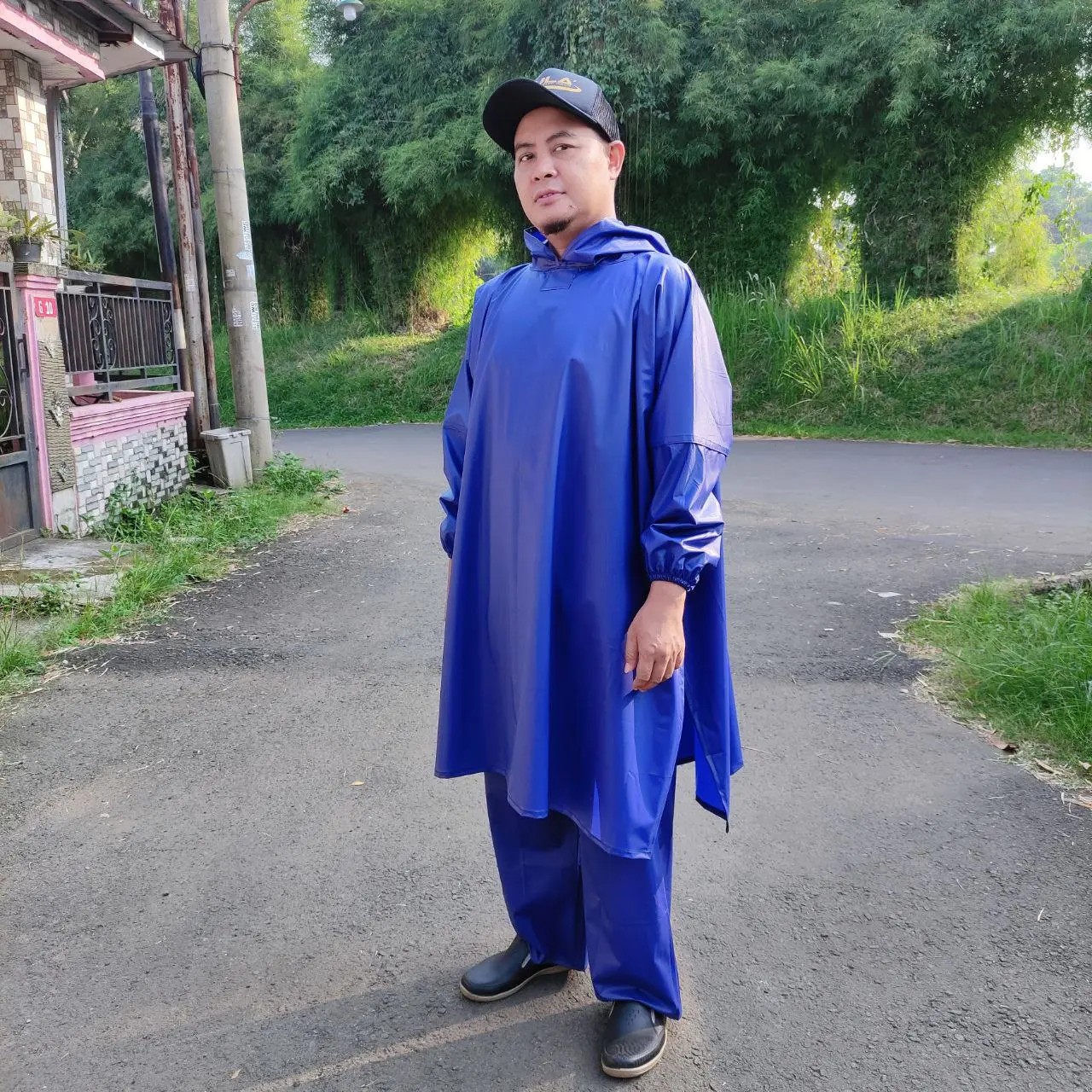 Jas Hujan Ponco/Kelelawar - Setelan Celana Maks BB 85 Kg Mantel Ponco