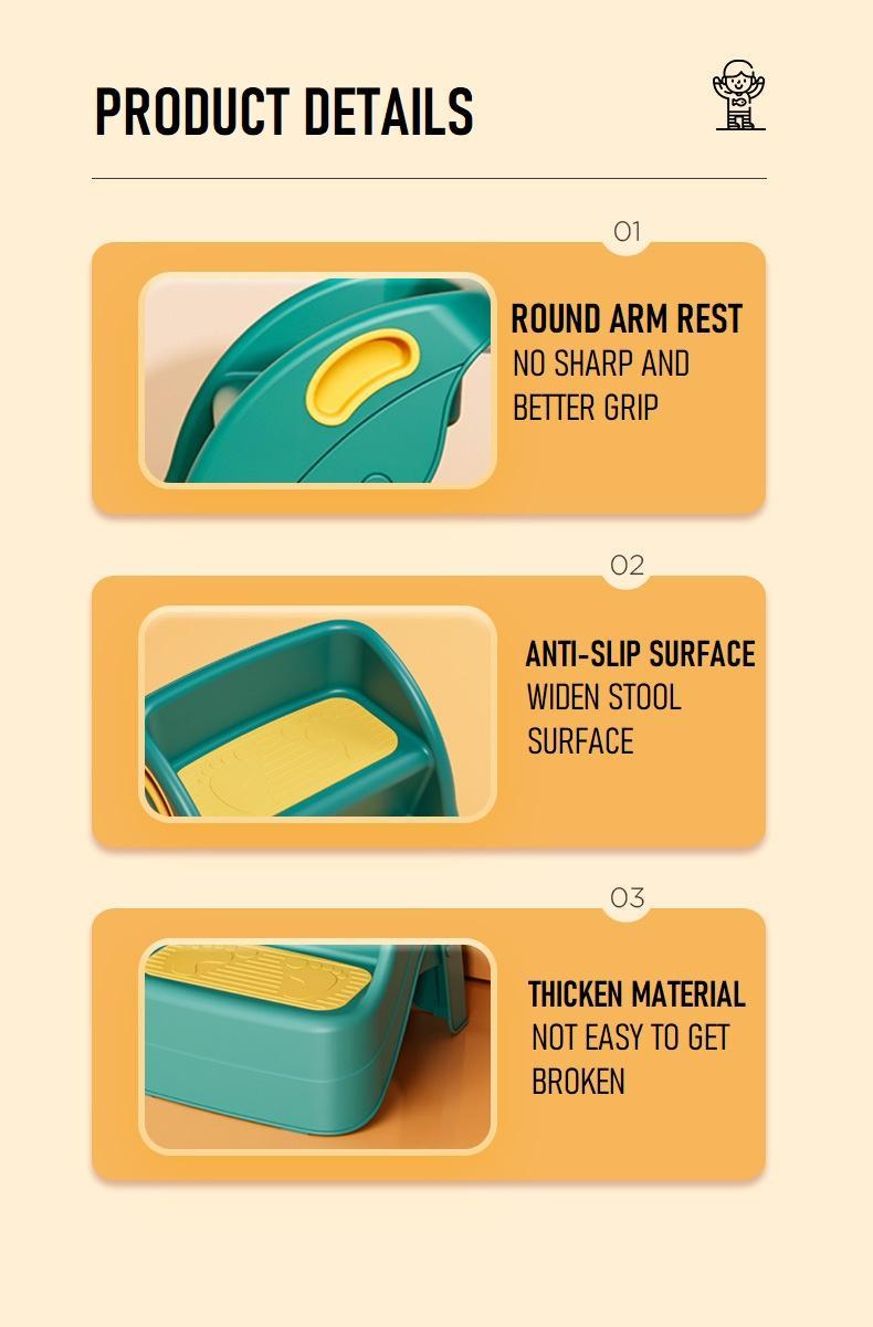 Product Introduction of Toddler Kid Children Step Stool Ladder Toilet Bathroom Foldable  2 Tier Step Board Potty Training 63