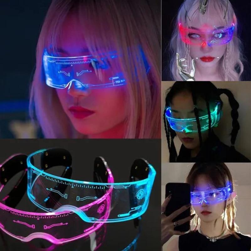 Kính Râm Phát Sáng LED Cho Nam Và Nữ, Kính Râm Punk Cổ Điển, Thời Trang, Tiệc Tùng, Giáng Sinh, Nhiều Màu Sắc, Ánh Sáng, Bóng UV400 0