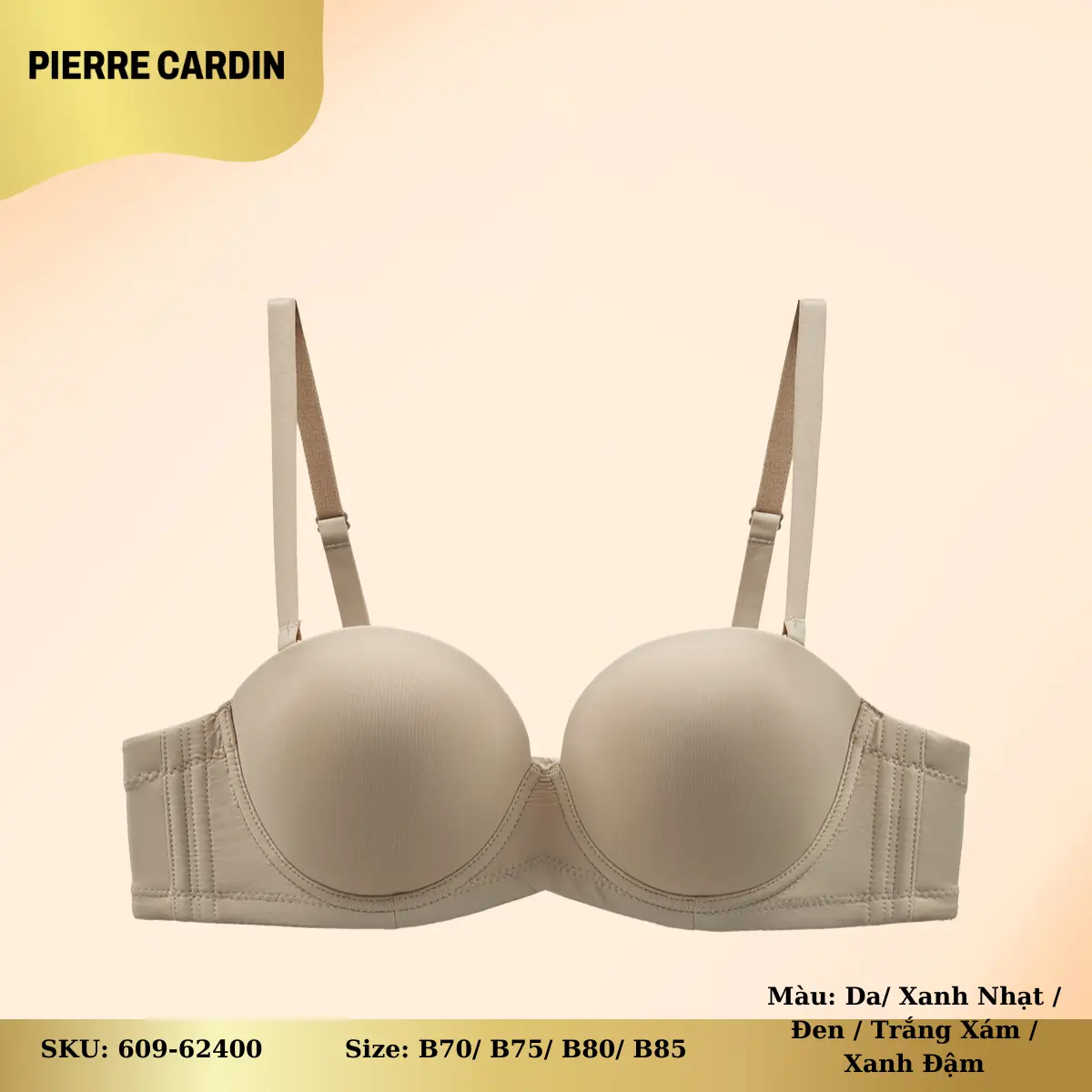 Áo lót nữ 609-62400 nhãn hiệu Pierre Cardin, có gọng, cúp ngang, tháo dây vai Voi Women