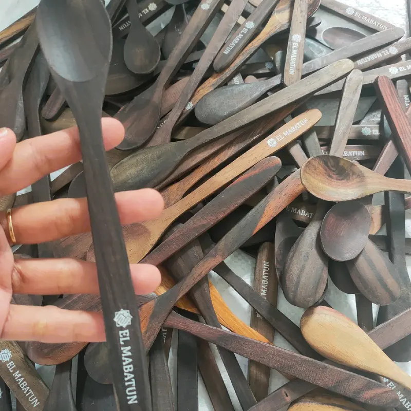 50pcs souvenir sendok kayu panjang 20cm / sendok jus bahan kayu / sendok madu kayu custom sablon 6