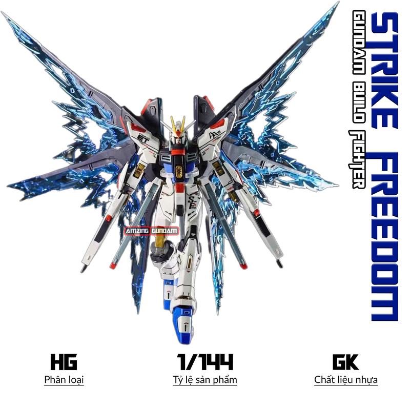 Mô hình HG Strike Freedom (hiệu ứng cánh, decal nước và đế), 1/144 Gundam, Đồ chơi lắp ráp nhựa
