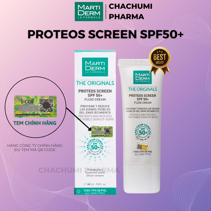 Kem chống nắng phổ rộng martiderm the originals proteos screen SPF50+ fluid cream Sunscreen