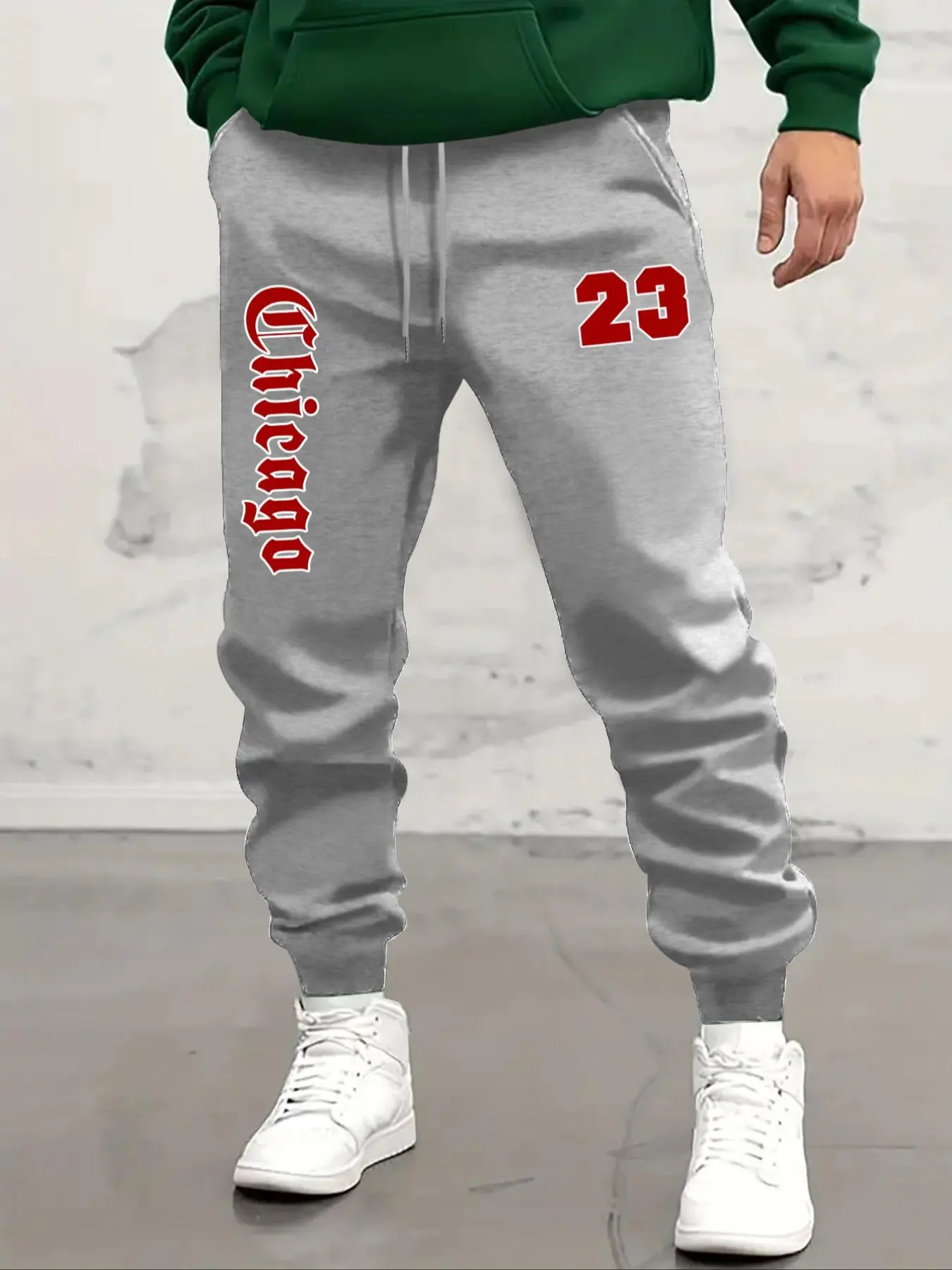 Men's Letter Print Drawstring Waist Jogger Pants, Regular Fit Casual Pocket Elastic Waist Trousers for Fall & Winter, Men's Bottoms for Daily Wear