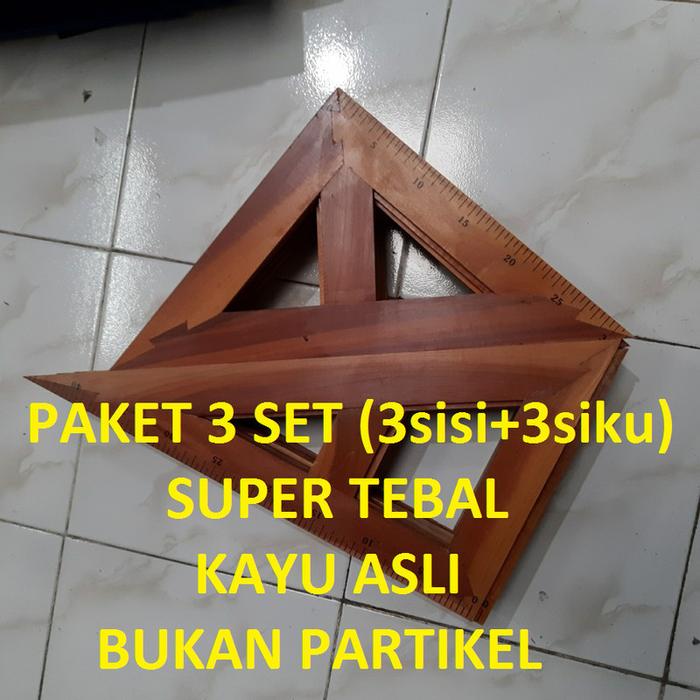 46cm Ruler Jual 3 SET Penggaris Kayu Segitiga SET Pendawa 46cm Triangle Ruler SET ...