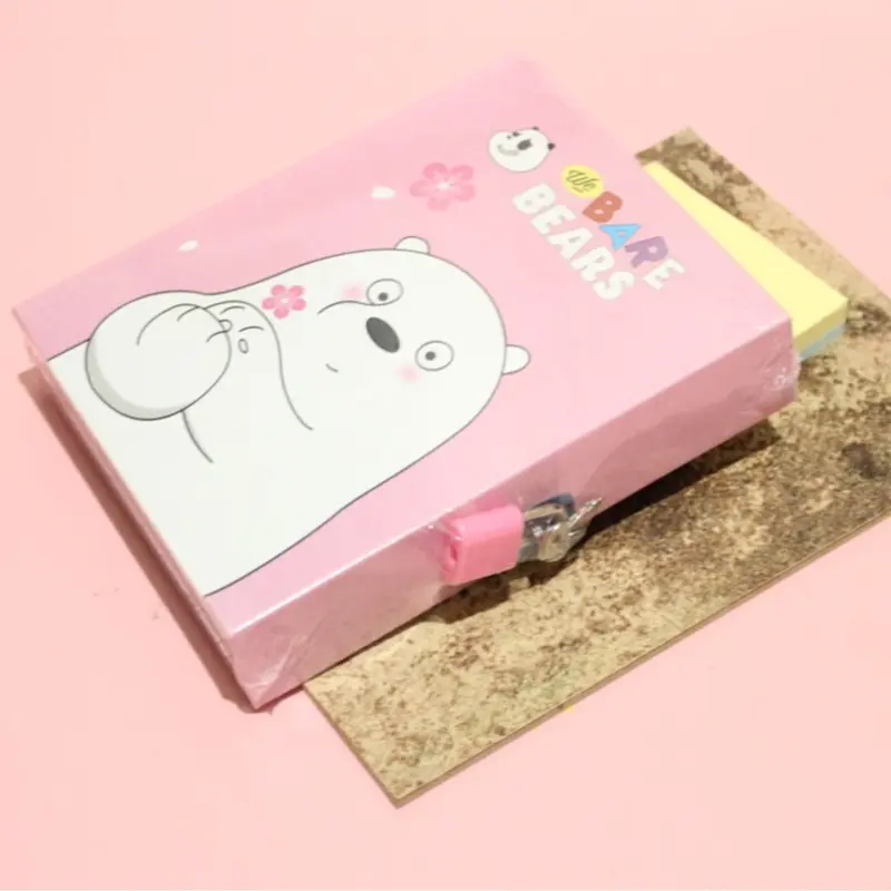 Buku Gembok Motif We Bare Bears WBB - UNGU  PINK BIRU RANDOM - diary kunci tulis notebook diari harian lucu unik warna warni random kartun 3