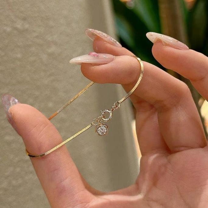 Hàng thép titan không phai màu!Vòng Tay Xương Rắn Bong Bóng Mặt Dây Chuyền Bạc Cho Nữ Vòng Tay Đôi Đơn Giản Và Tinh Chế Số Lượng Ít Sang Trọng giá cả phải chăng Mới