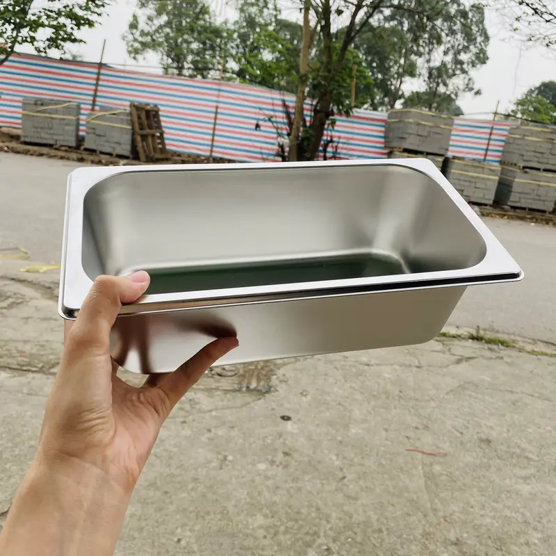 Khay inox đựng topping thạch size 1/3 (32,5*17,5) inox 304 cao cấp 1