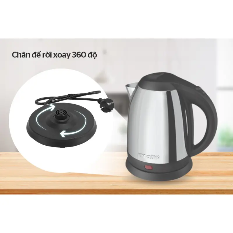 Ấm siêu tốc Kim Cương KC-IAT 2.0 - 2.0L 1500W, không gỉ, đun sôi nhanh, bảo hành 12 tháng toàn quốc, Ấm đun nước siêu tốc, Bình đun nước 6