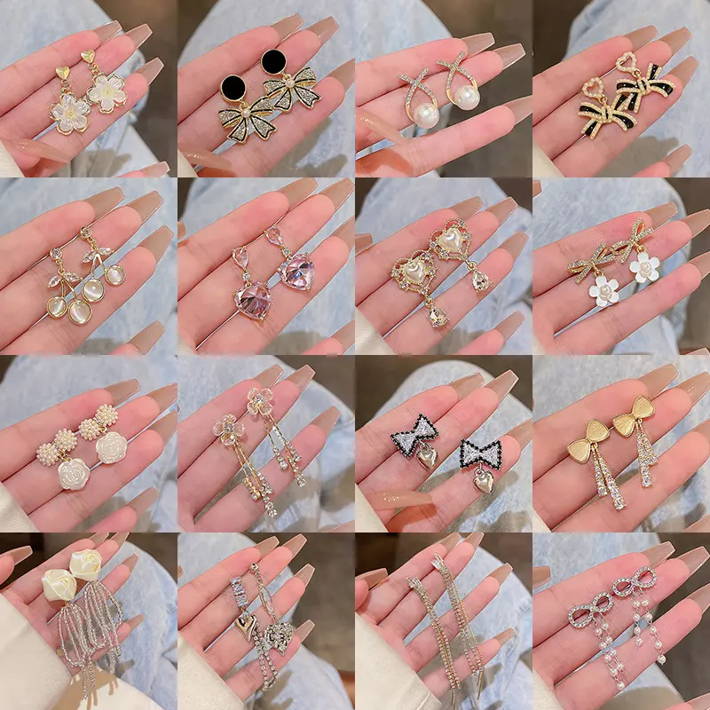 Sterling Silver Needle Light Luxury Minority Pearl Earrings Women's Advanced Design Zircon All-Match Elegant Flower Stud Earrings Earrings