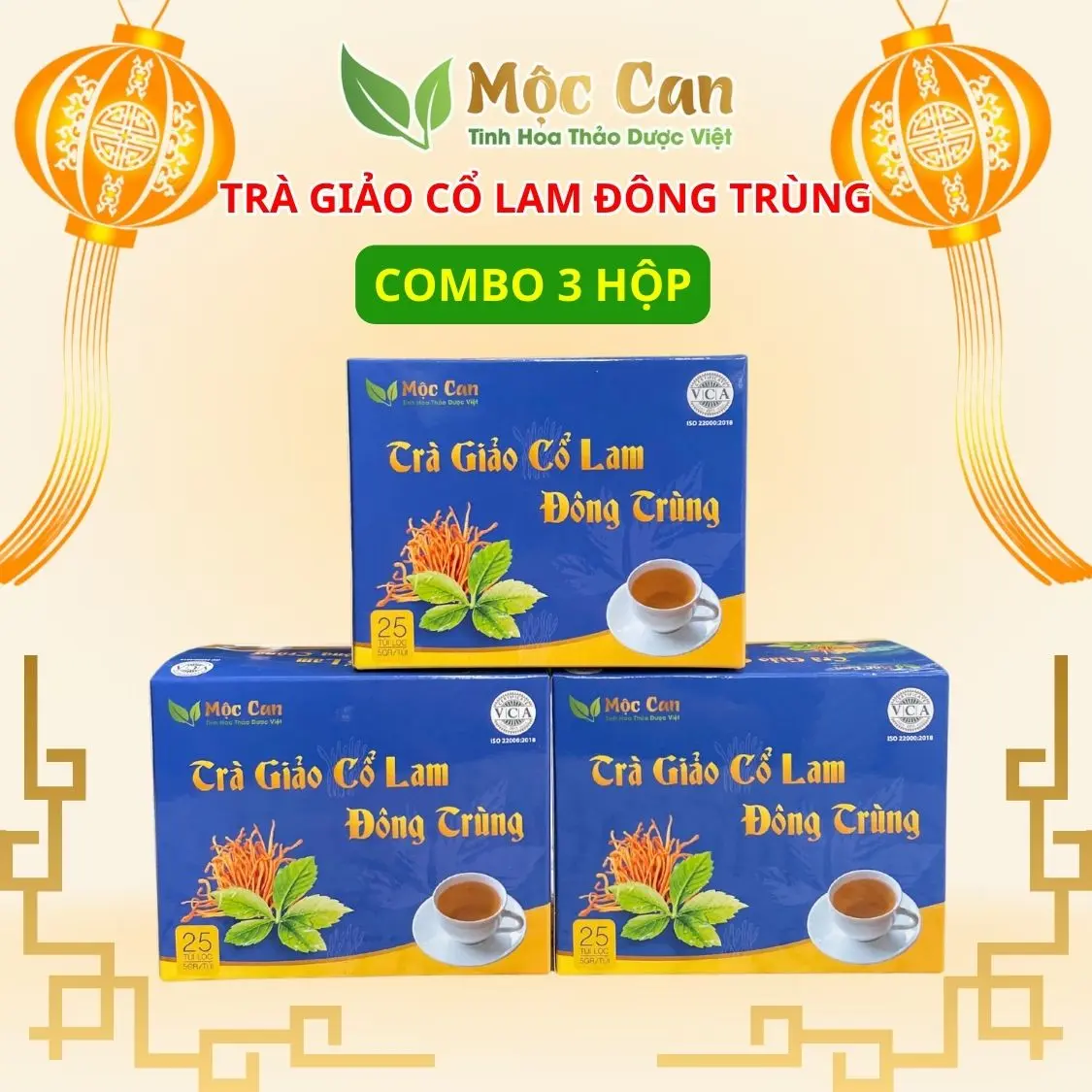 TRÀ GIẢO CỔ LAM ĐÔNG TRÙNG- COMBO 3 HỘP - 75 TÚI LỌC