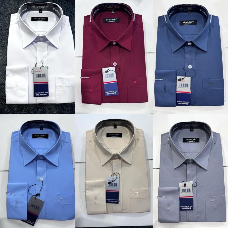 Áo sơ mi nam dài tay VT-VT-Tiển màu trơn vải cotton và polyester, rẻ đẹp - Menswear, big size (SP KHÔNG PHẢI VIỆT TIẾN )