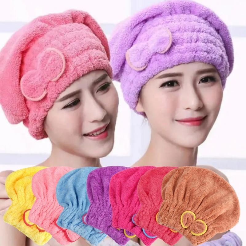 Bowknot Microfiber Shower Caps Lovely Absorbent Bathing Textile Bath Quickly Dry Hair Towel Bath Shower Hats 0