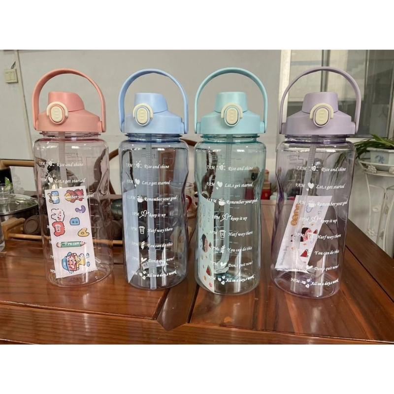 Botol minum Jumbo 2 LITER Motivasi Penanda waktu Tritan Quifit Handle BENING 2000ML Botol Minum 2L COD Supercook 6