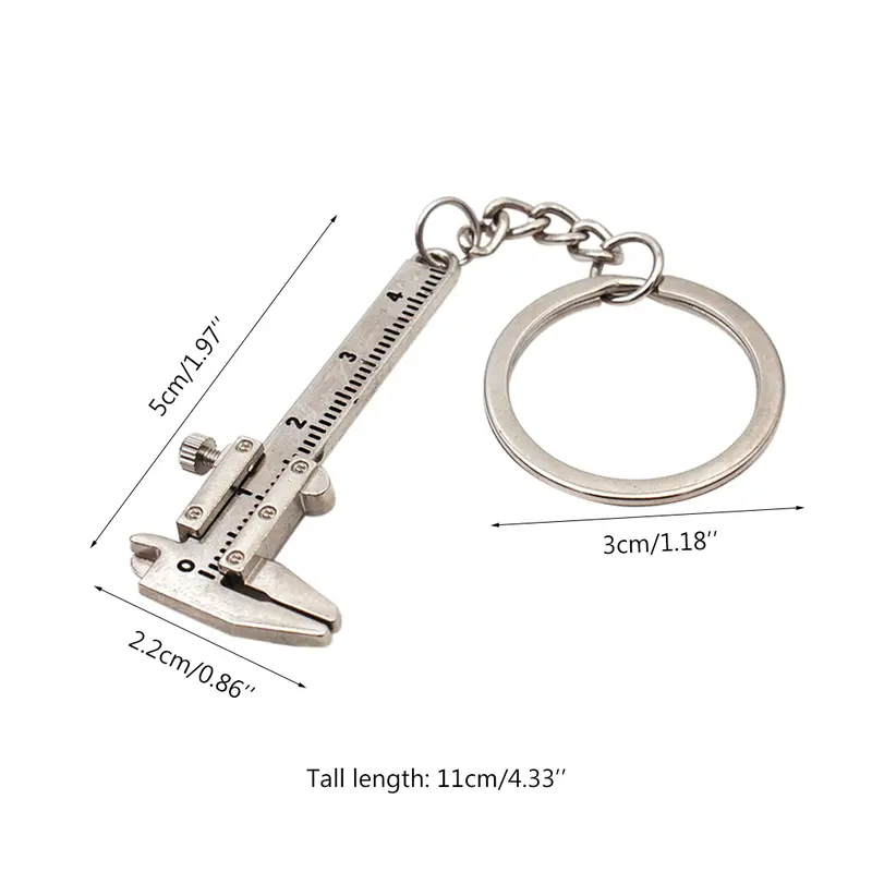 Dây chuyền chìa khóa thước kẹp Vernier, Kích thước nhỏ, Chính xác di chuyển, Có thể bỏ túi, Bao gồm móc khóa 2