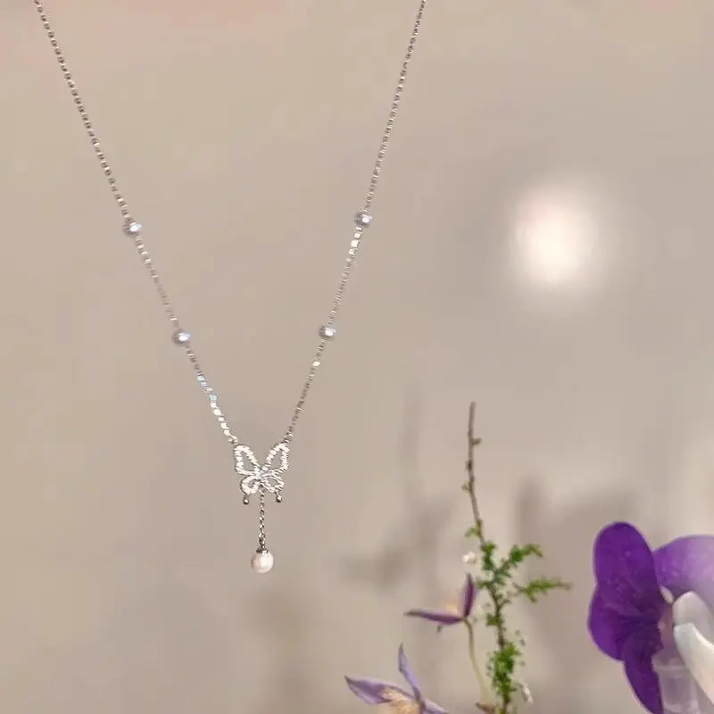Vòng Cổ Ngọc Trai, Thời Trang Siêu Thanh Lịch, Dễ Phối Đồ, Cao Cấp, Thanh Lịch, Giá Cả Phải Chăng, Sang Trọng, Dây Chuyền Xương Đòn Bướm Đơn Giản, Vòng Cổ Phong Cách Ngầu Cho Nữ