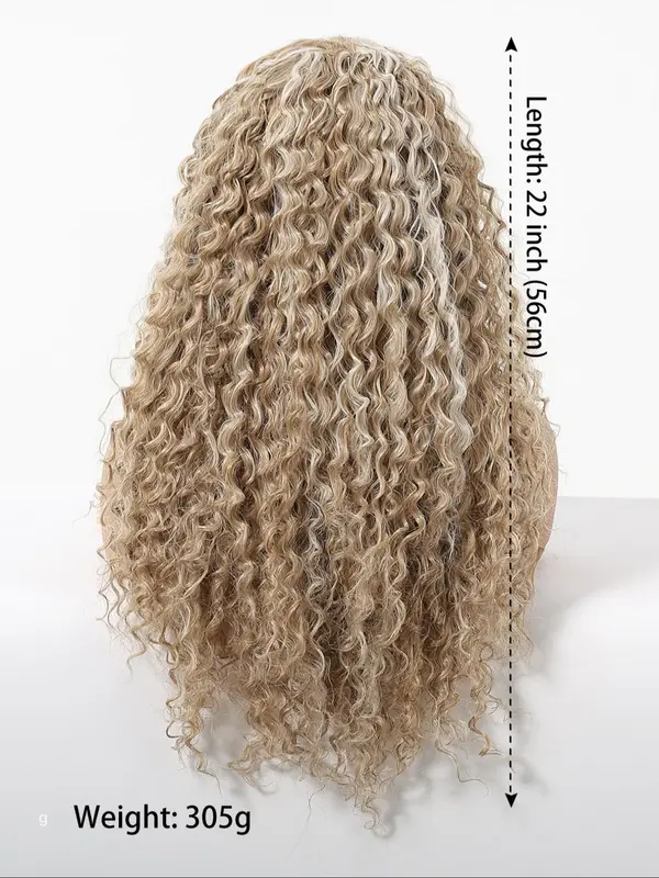 Long Wavy Wigs for Women, Gorgeous Fluffy Wigs without Bangs, Synthetic Lace Front Wigs for Party, Daily Use 1