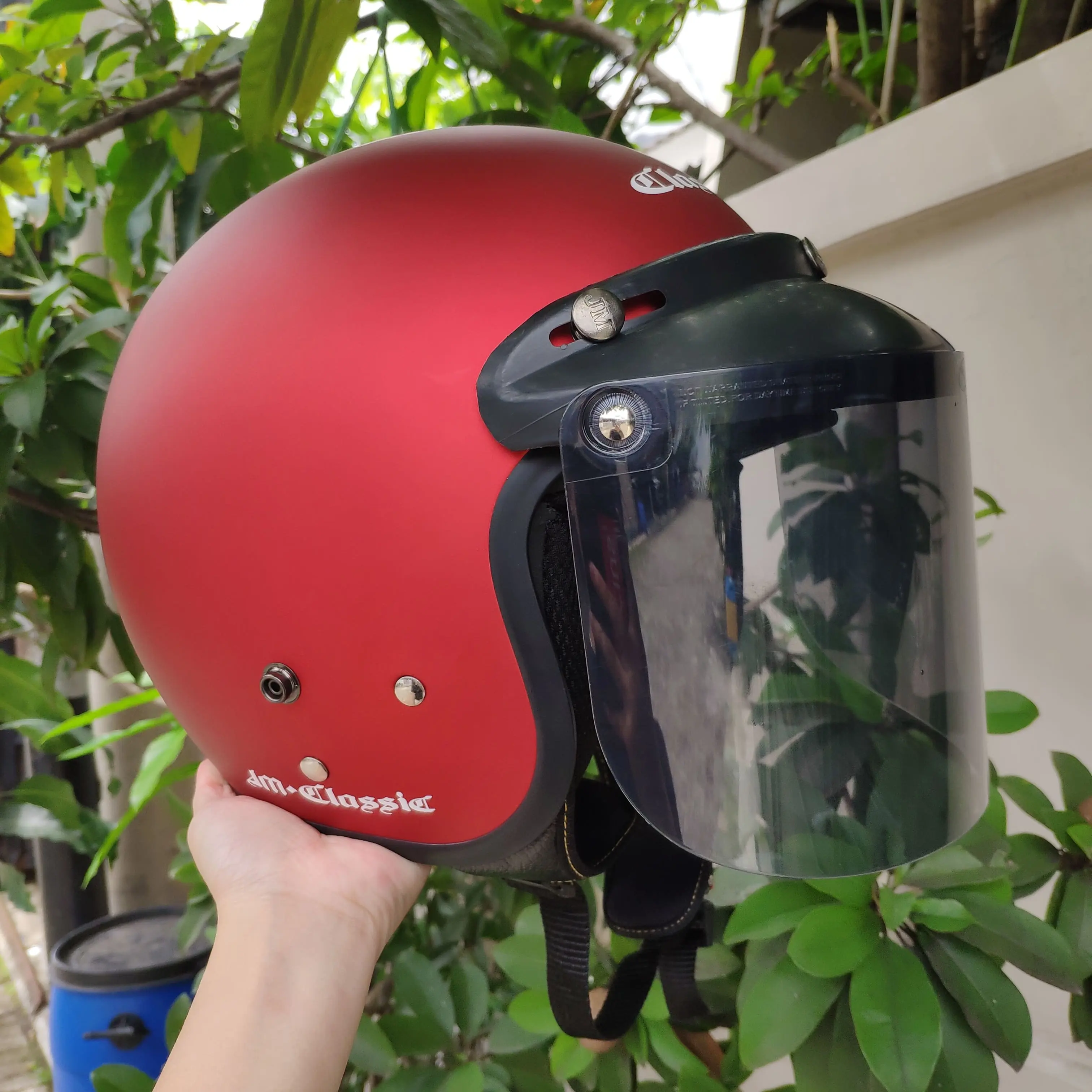 HELM BOGO RETRO DEWASA WANITA PRIA JM CLASSIC POLOS MARRON DOFF Motorcycle