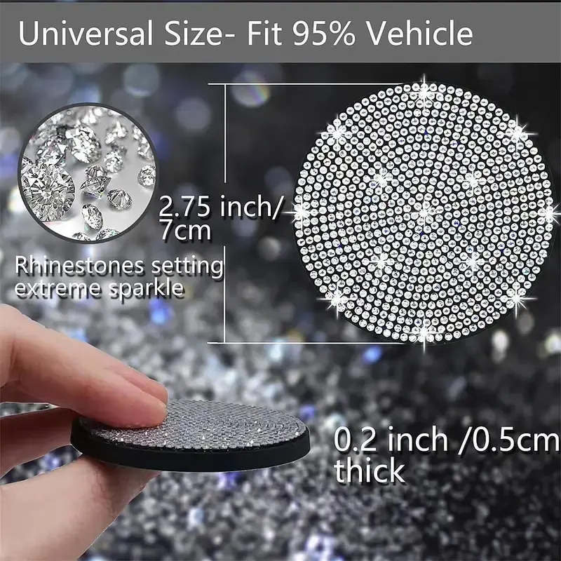 2pcs Imitation Diamond Fashion Car Cup Cushion Bling Car Cup Holder Coaster Anti-slip Popular and fashionable coasters 2