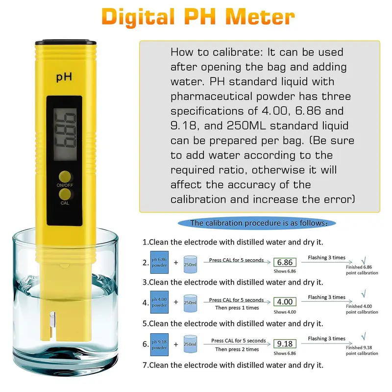 Batteries Powered PH Meter, Digital PH Tester Pen, High Accuracy Pocket Size 0-14 PH Meter for Household Drinking, Pool, Aquarium 5