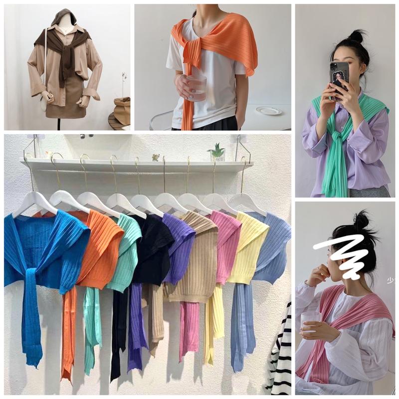  Khăn choàng cổ - Khăn buộc áo đan len áo phong cách Hàn Quốc Cotton Voi Quàng Cổ Sọc Nữ khăn  quàng khăn  quàng 