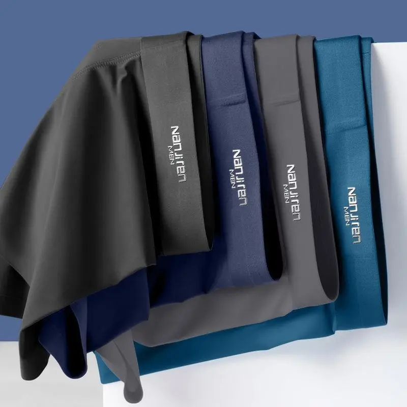 Quần Boxer Lụa Lạnh Cho Nam, Đồ Lót Hoạt Hình 5 Món, Chất Lượng Cao, Tiêu Dùng, Cỡ Lớn M-4XL Sịp Menswear