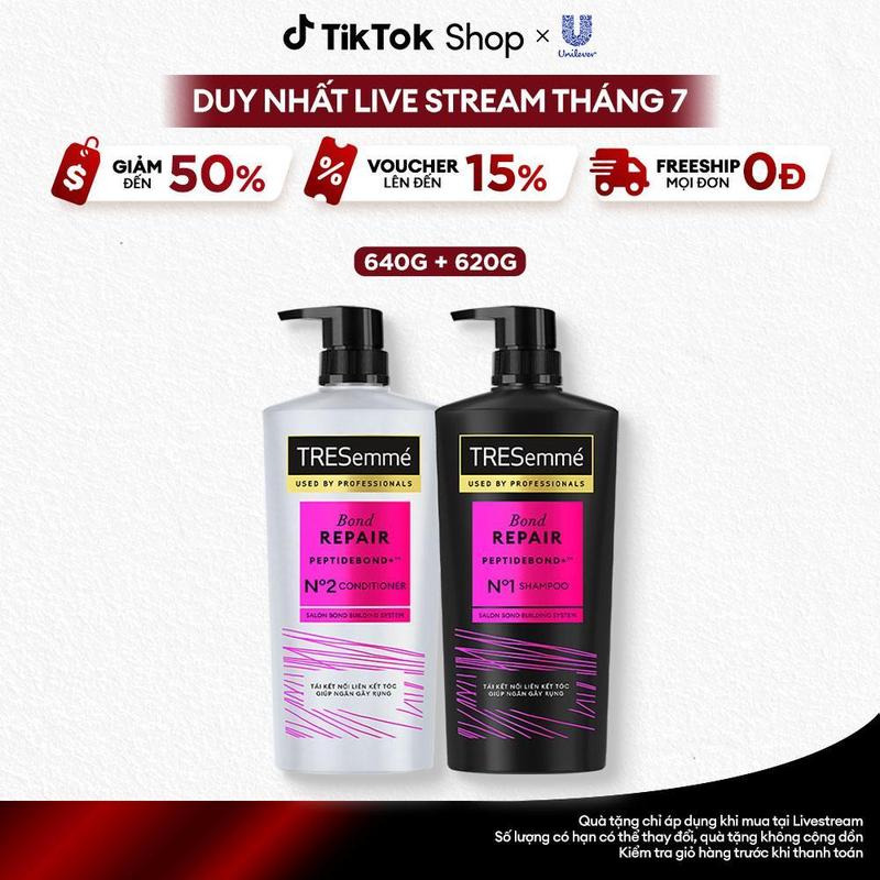 5 Combo Dầu Gội 640g + Dầu Xả 620g TRESemmé Salon Rebond Women Hỗ Trợ Phục Hồi Tóc Hư Tổn
