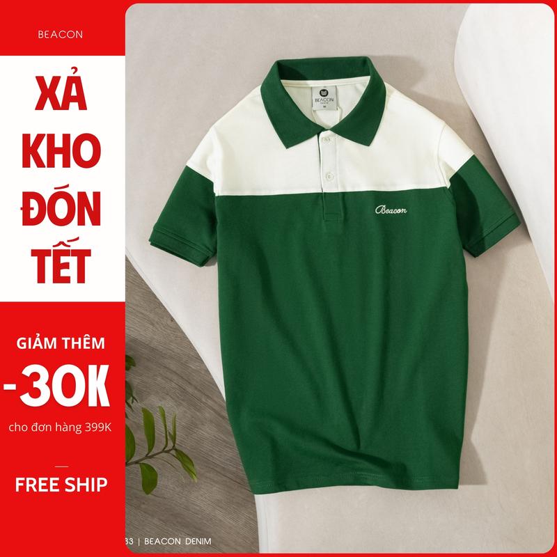 Áo Polo Nam Phối Thân Trên BEACON DENIM Mã AOPL33 Menswear Top Áo Thun