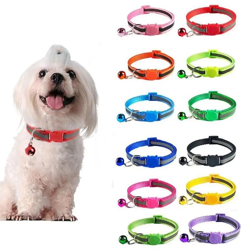 Product Introduction of Safety Buckle Detachable Reflective with Bell Cute Pet Products Colorful Nylon Collars Accessories Necklace Cat Dog Bell Collar 9
