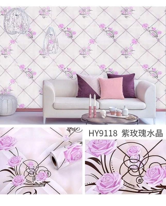 giấy dán tường có sẵn keo mẫu hoa hồng tím (kt dài 10met rộng 45cm) giay dantuong 2