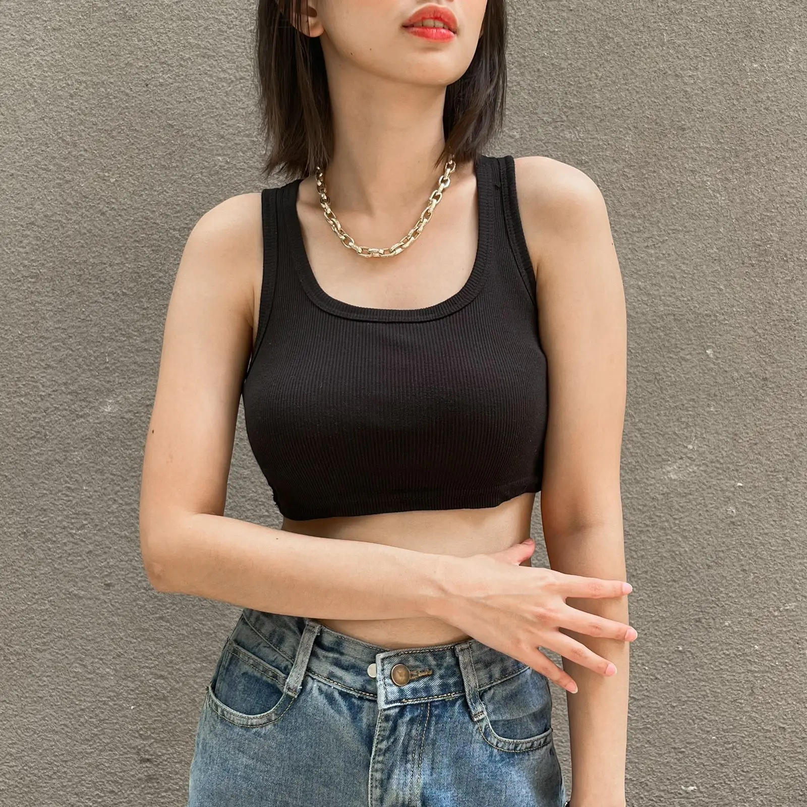 Atasan Lunar Rib Knit Tanktop by feluve