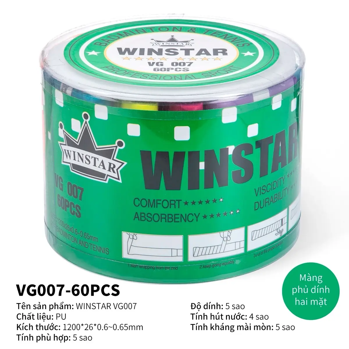 Combo 60 chiếc quấn cán WINSTAR VG007 Vợt Cầu Lông Cầu Lông Sport Cán Vợt